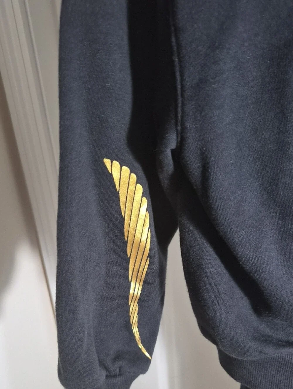 Nike Kids Black Hoodie & Black Leggings with Gold Swoosh